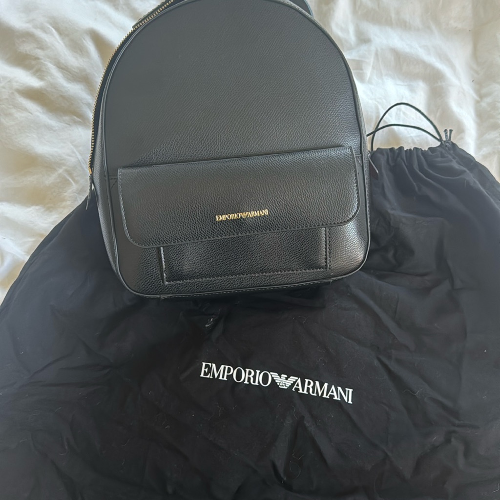 Emporium Armani Leather Backpack Like New. Original Dust Bag. Like New!